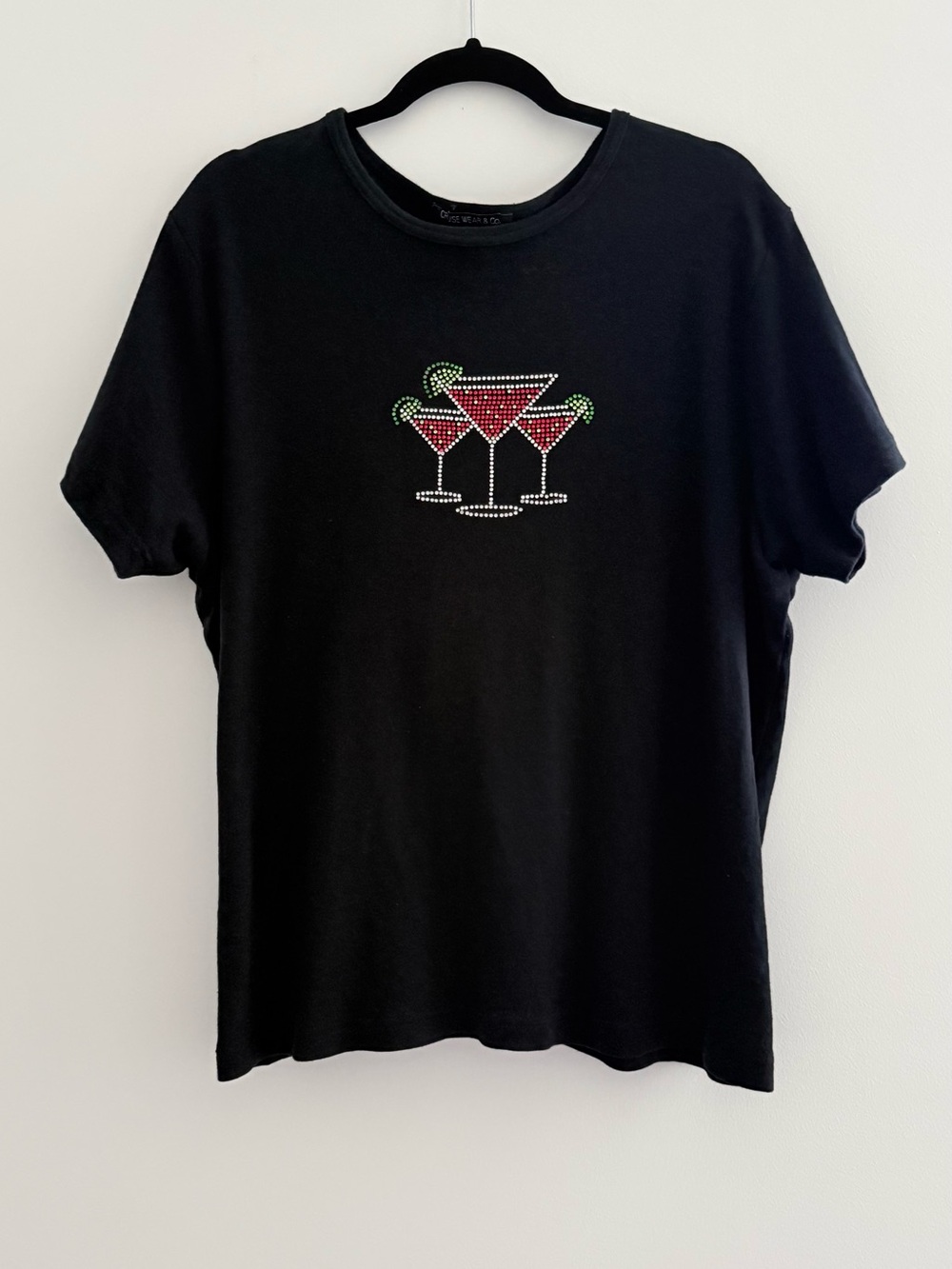 Cruise Wear & Co Black Women's Rhinestone Cocktail Tee